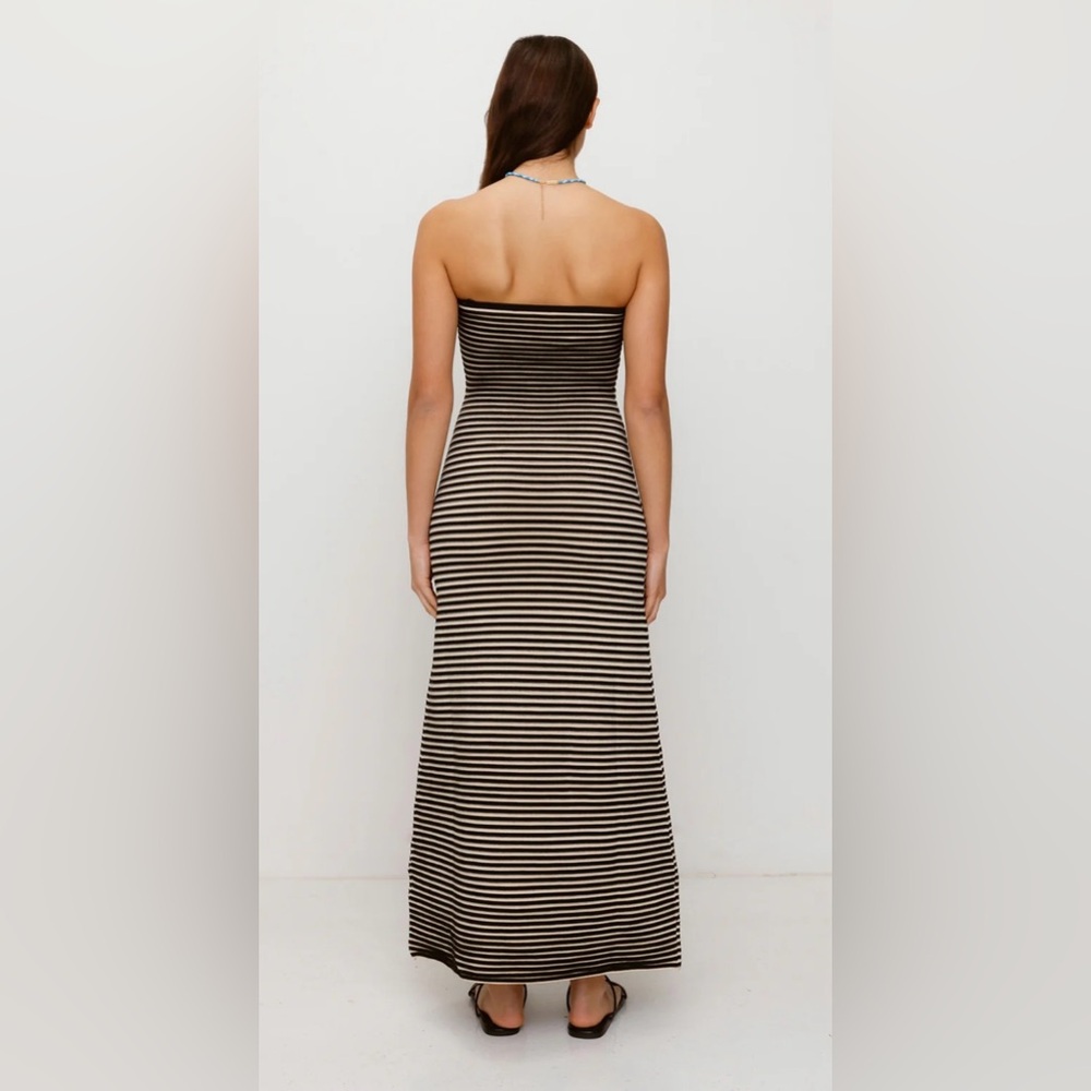 The Wolf Gang Sunmor knit striped maxi tube dress in noir - Picture 4 of 10